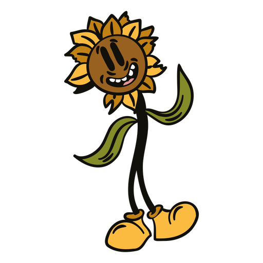 Sunflower happy cartoon PNG Design