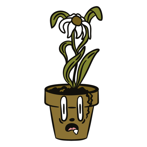 Surprised potted plant cartoon PNG Design