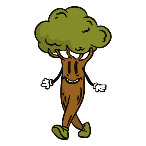 Desenho de árvore feliz andando Desenho PNG
