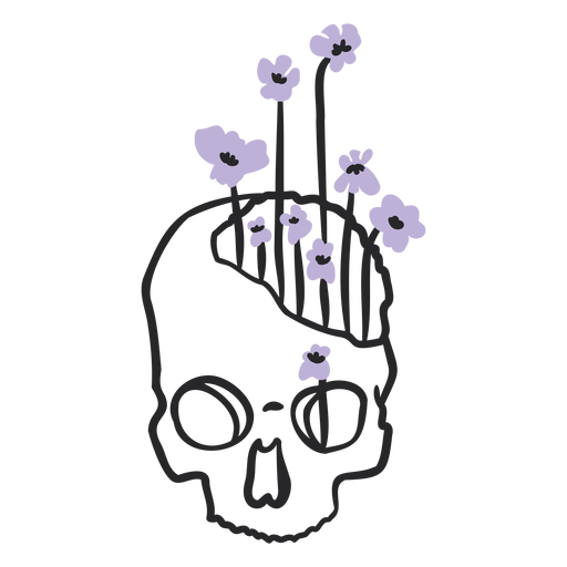 Cráneo abierto con flores Diseño PNG