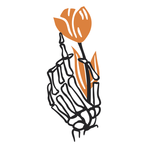 Skeleton hand tulip PNG Design