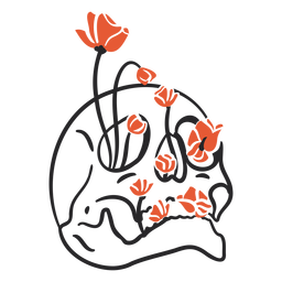 Flowers blooming in skull PNG Design Transparent PNG