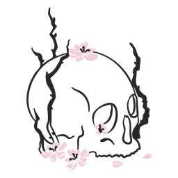 Skull cherry flowers PNG Design Transparent PNG