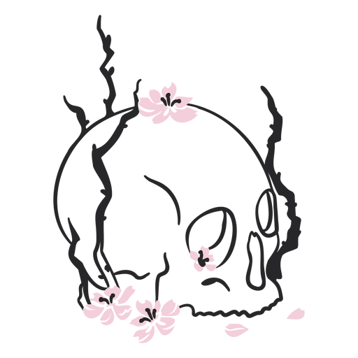 Flores de cerejeira caveira Desenho PNG