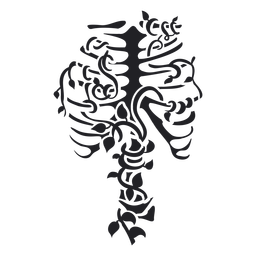 Flat rib cage with plants  PNG Design