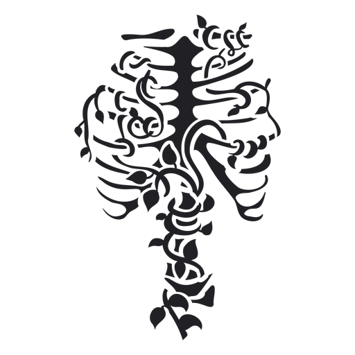 Flat rib cage with plants  PNG Design
