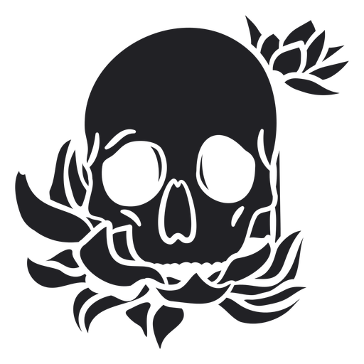 Crânio e flores recortadas Desenho PNG