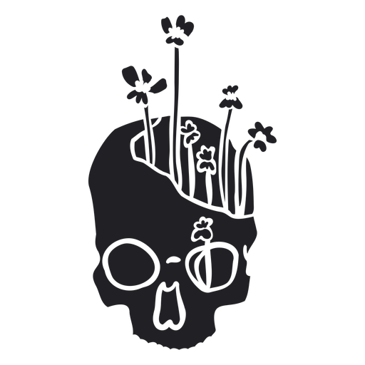Flores en el cráneo recortadas Diseño PNG