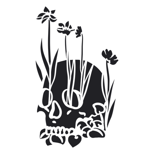 Skull flowers nature cut out