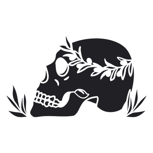Skull leaves crown cut out PNG Design
