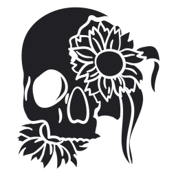 Vinil Botânico de Crânio - 12 Desenho PNG