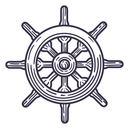 Detailed stroke ship steering wheel