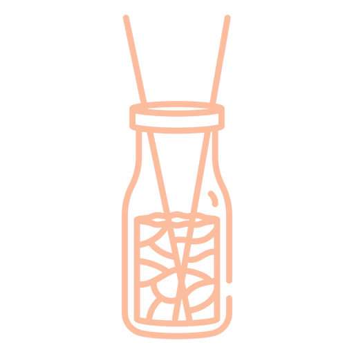 Pink stroke bottle of milk with straws PNG Design