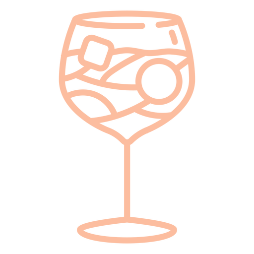 Abgerundetes Cocktailglas mit rosa Strichen PNG-Design