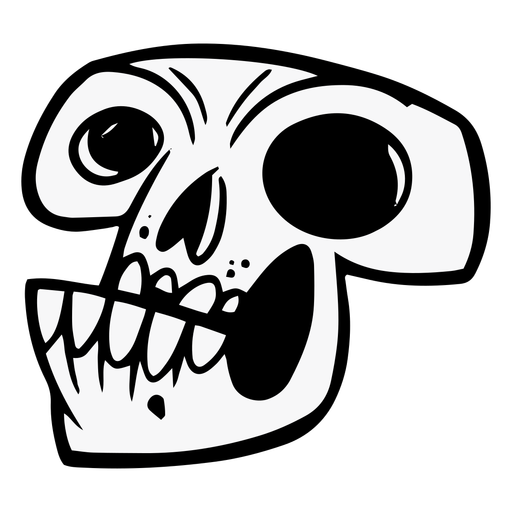 Side cartoon stroke skull  PNG Design