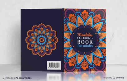 Mandala coloring adult book cover design