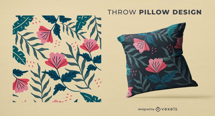 Diseño de almohada de tiro de flores tropicales. Diseño de almohada de tiro de flores tropicales.