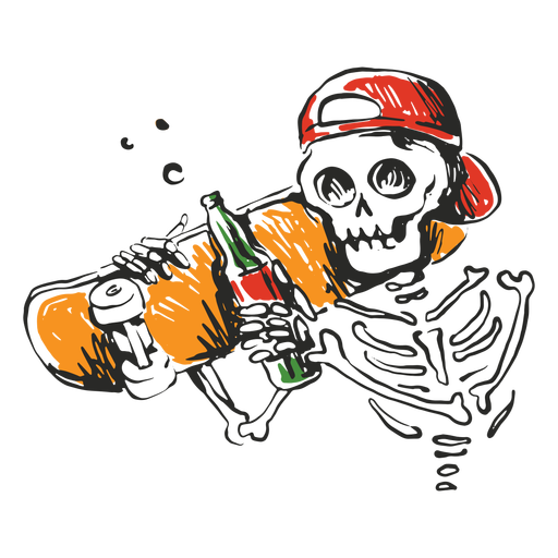 Ilustração Skeleton Skater Desenho PNG