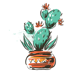 Cactus plant vase illustration