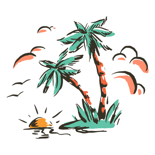 Palm trees tropical island PNG Design