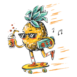 Pineapple skater illustration PNG Design