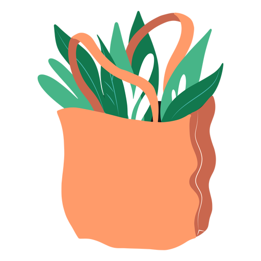 Bag with leaves plant PNG Design