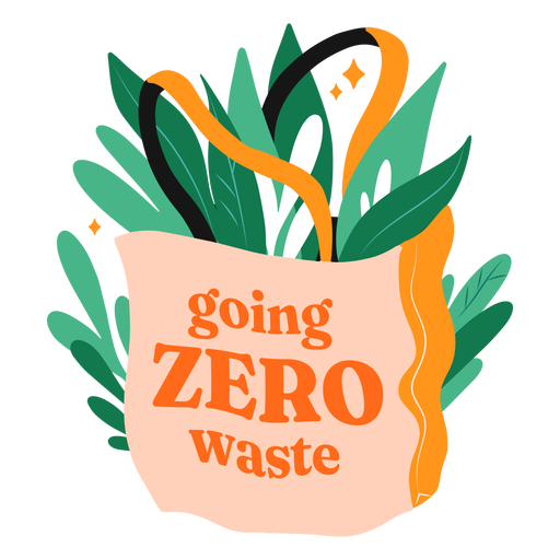 Zero waste bag with leaves PNG Design
