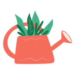 Flat plant in watering can PNG Design