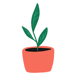 Simple flat plant in red pot PNG Design