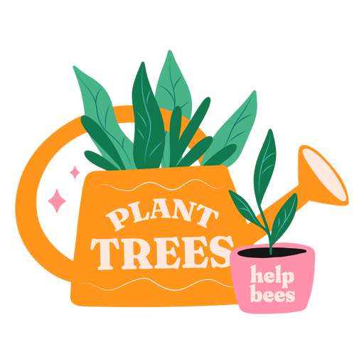 Plant trees help bees badge PNG Design