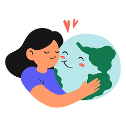 Girl hugging earth planet PNG Design