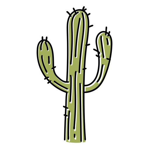Simple hand drawn color stroke cactus PNG Design