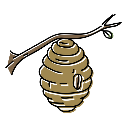 Color stoke bee hive in branch PNG Design