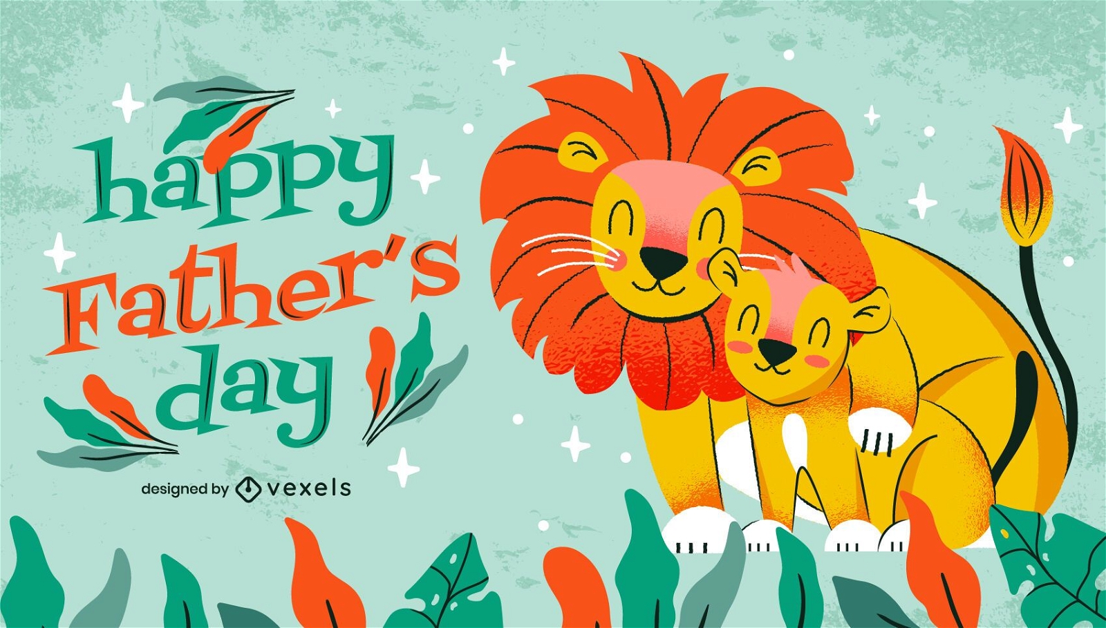 Father's Day cute lions illustration