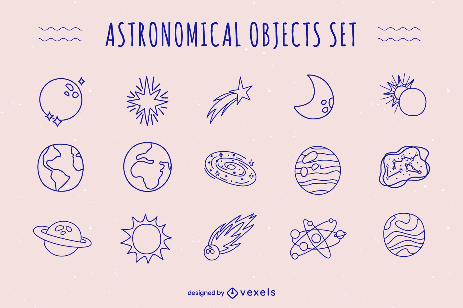 Astronomical objects doodle set