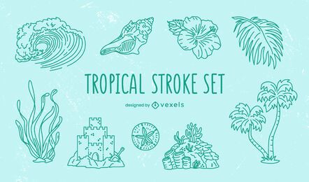 Conjunto de trazos de elementos tropicales