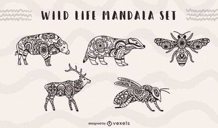 Wild life animals and insects mandala set Wild life animals and insects mandala set