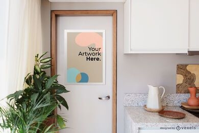 Maqueta de póster moderno de puerta de cocina
