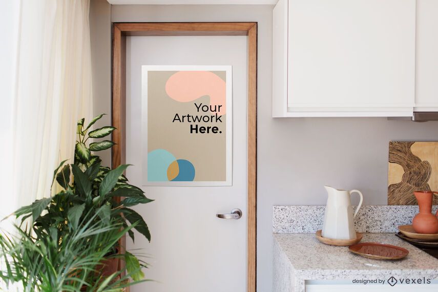 Kitchen door modern poster mockup Kitchen door modern poster mockup