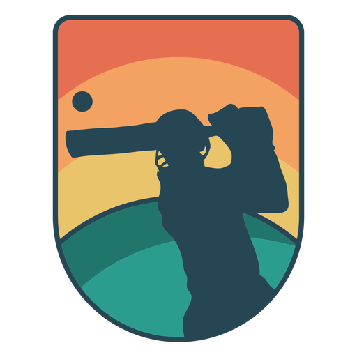 Cricket Sport Spieler Sonnenuntergang Abzeichen PNG-Design