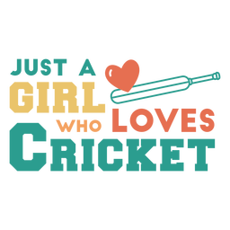 Girl loves cricket sport badge PNG Design