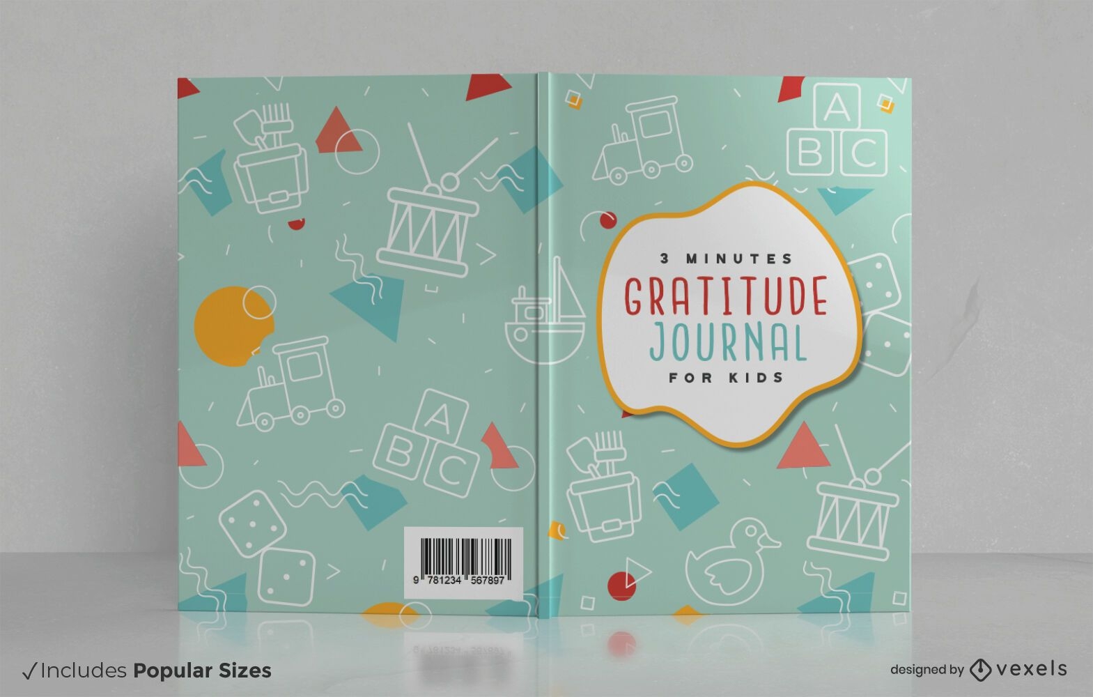 Gratitude journal kids book cover design