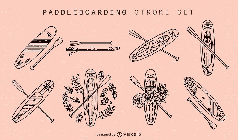 Paddleboarding boards stroke set Paddleboarding boards stroke set