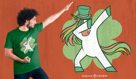 Dabbing unicorn St Patrick's t-shirt design