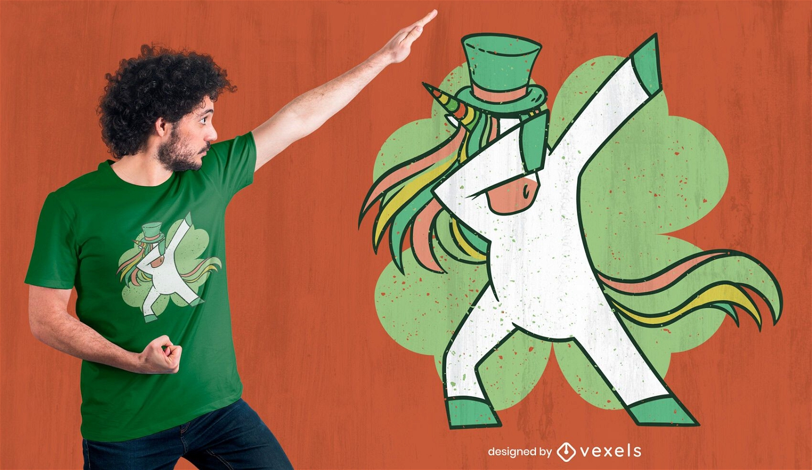 Dabbing unicorn St Patrick&#39;s diseño de camiseta