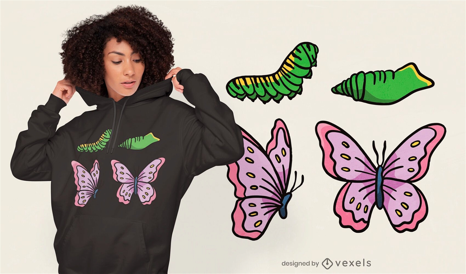 Design de t-shirt do ciclo de vida da borboleta
