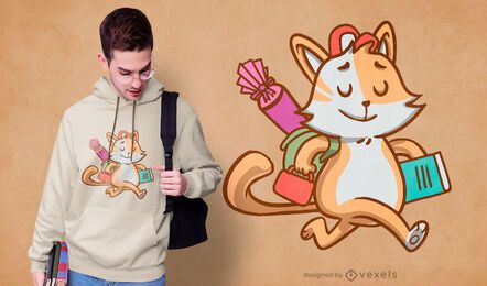Student school cat t-shirt design