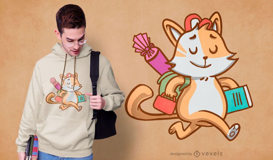 Student school cat t-shirt design Student school cat t-shirt design