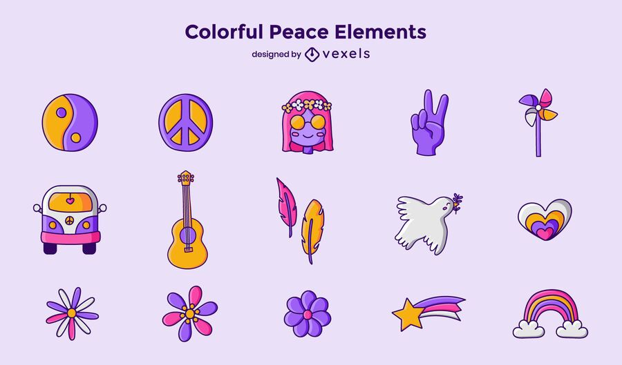 Colorful Peace Element Set Vector Download