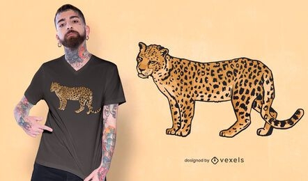 Diseño de camiseta de expresión molesta de leopardo.